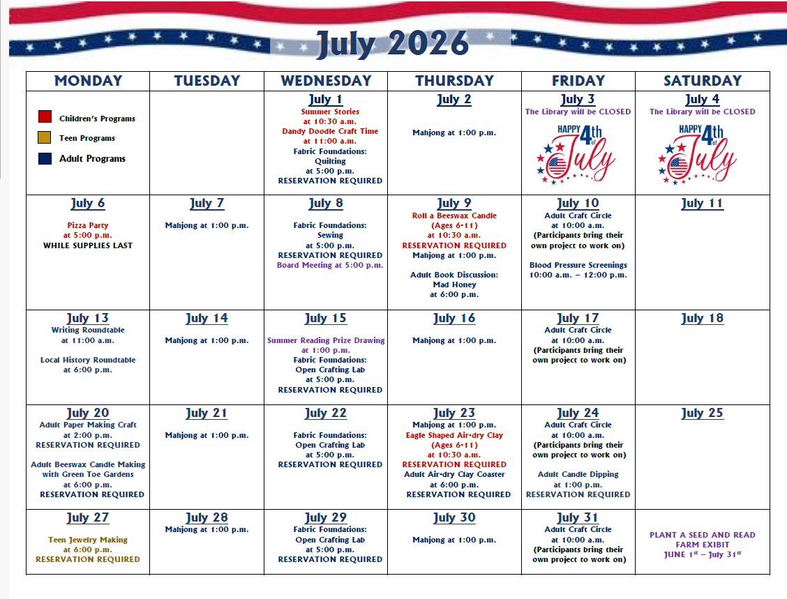 Calendar July 2026 at SMCPL corrected